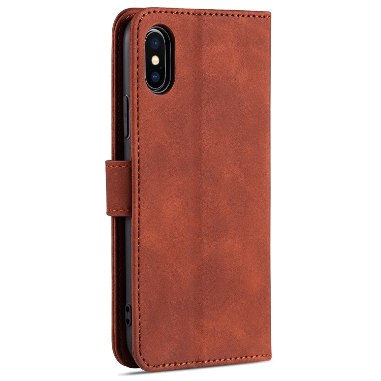 For iPhone X / XS AZNS Skin Feel Calf Texture Horizontal Flip Leather Case with Card Slots & Holder & Wallet