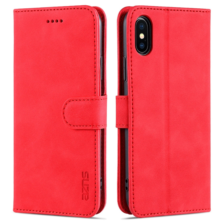 For iPhone X / XS AZNS Skin Feel Calf Texture Horizontal Flip Leather Case with Card Slots & Holder & Wallet