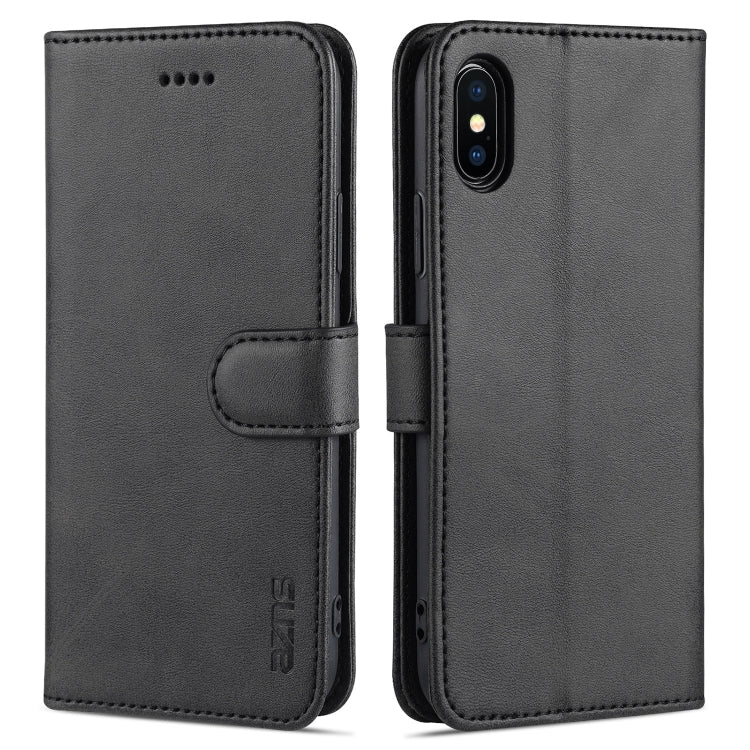 For iPhone X / XS AZNS Skin Feel Calf Texture Horizontal Flip Leather Case with Card Slots & Holder & Wallet