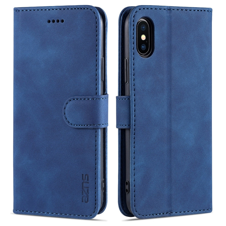 For iPhone X / XS AZNS Skin Feel Calf Texture Horizontal Flip Leather Case with Card Slots & Holder & Wallet