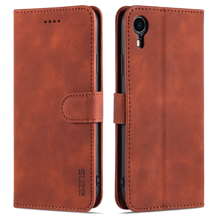 For iPhone XR AZNS Skin Feel Calf Texture Horizontal Flip Leather Case with Card Slots & Holder & Wallet