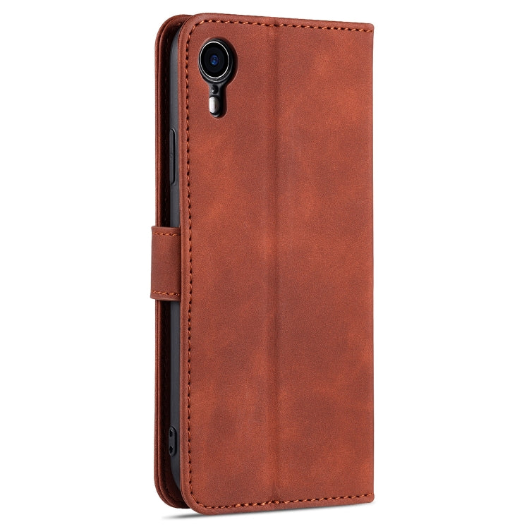 For iPhone XR AZNS Skin Feel Calf Texture Horizontal Flip Leather Case with Card Slots & Holder & Wallet