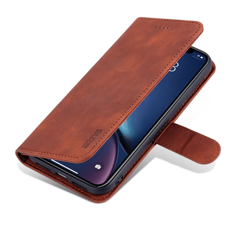 For iPhone XR AZNS Skin Feel Calf Texture Horizontal Flip Leather Case with Card Slots & Holder & Wallet