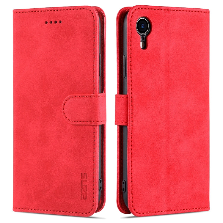 For iPhone XR AZNS Skin Feel Calf Texture Horizontal Flip Leather Case with Card Slots & Holder & Wallet