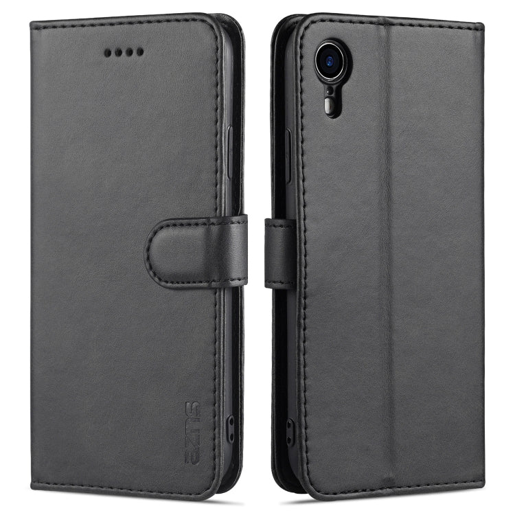 For iPhone XR AZNS Skin Feel Calf Texture Horizontal Flip Leather Case with Card Slots & Holder & Wallet