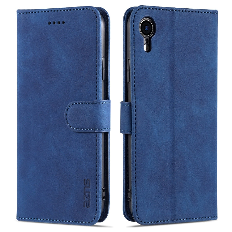 For iPhone XR AZNS Skin Feel Calf Texture Horizontal Flip Leather Case with Card Slots & Holder & Wallet