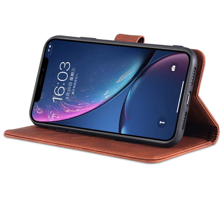 For iPhone XR AZNS Skin Feel Calf Texture Horizontal Flip Leather Case with Card Slots & Holder & Wallet
