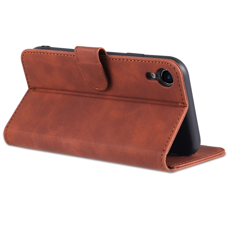 For iPhone XR AZNS Skin Feel Calf Texture Horizontal Flip Leather Case with Card Slots & Holder & Wallet