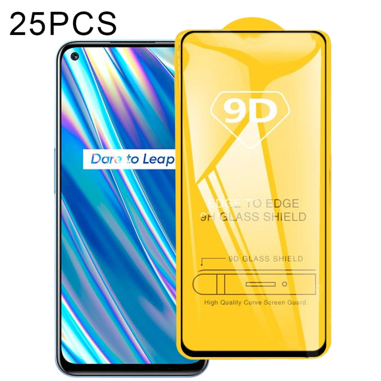 For OPPO Realme Q3 5G / Q3i 5G 25 PCS 9D Full Glue Full Screen Tempered Glass Film