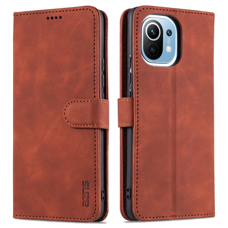 For Xiaomi Mi 11 AZNS Skin Feel Calf Texture Horizontal Flip Leather Case with Card Slots & Holder & Wallet