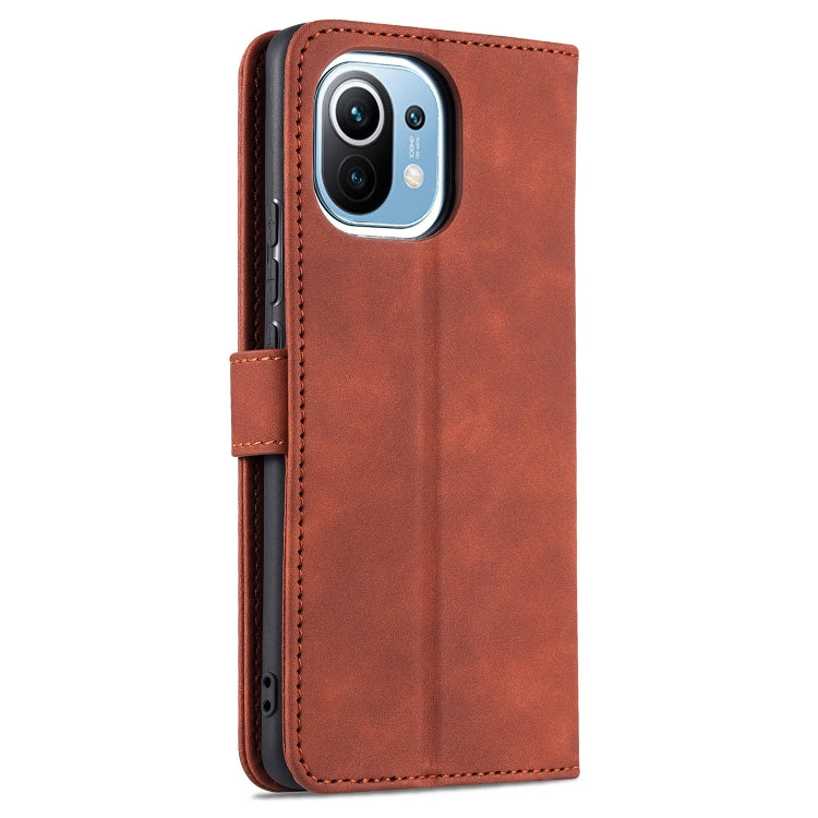 For Xiaomi Mi 11 AZNS Skin Feel Calf Texture Horizontal Flip Leather Case with Card Slots & Holder & Wallet