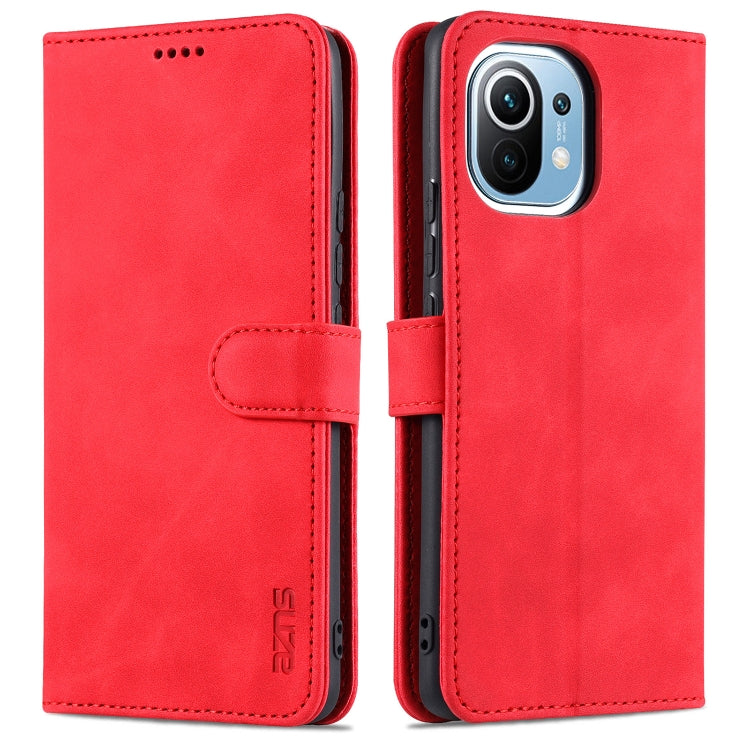 For Xiaomi Mi 11 AZNS Skin Feel Calf Texture Horizontal Flip Leather Case with Card Slots & Holder & Wallet