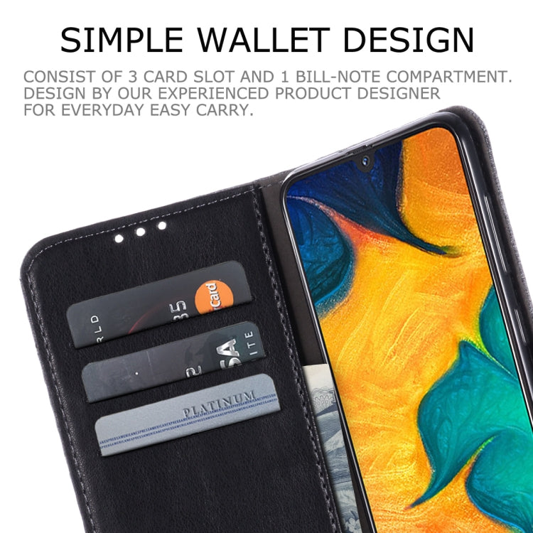 For Galaxy A30 MUXMA MX102 Horizontal Flip Canvas Leather Case with Stand & Card Slot & Wallet Function