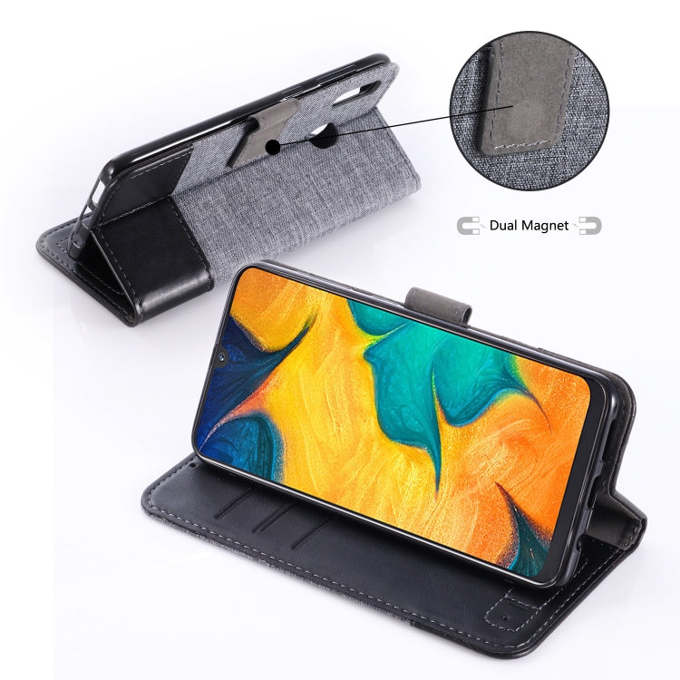 For Galaxy A30 MUXMA MX102 Horizontal Flip Canvas Leather Case with Stand & Card Slot & Wallet Function