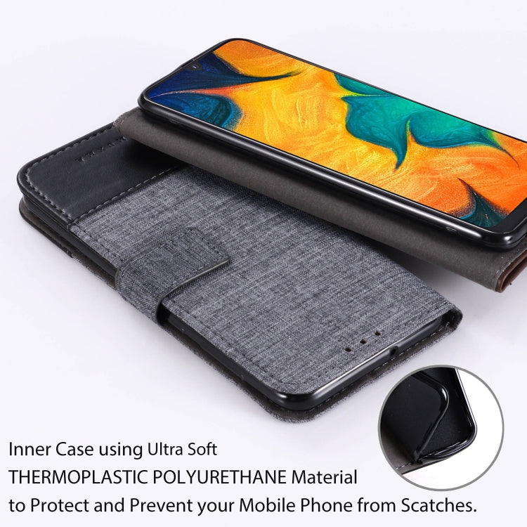 For Galaxy A30 MUXMA MX102 Horizontal Flip Canvas Leather Case with Stand & Card Slot & Wallet Function