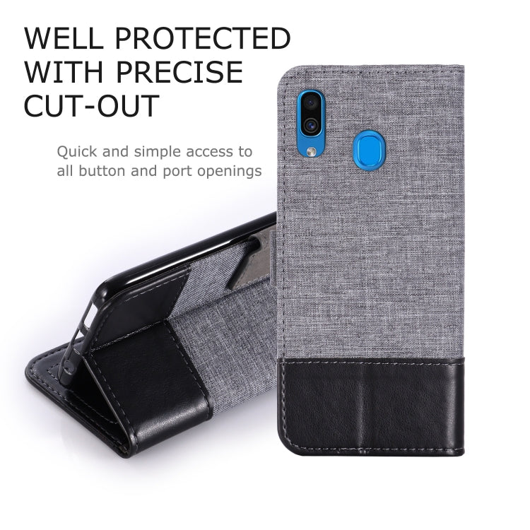 For Galaxy A30 MUXMA MX102 Horizontal Flip Canvas Leather Case with Stand & Card Slot & Wallet Function
