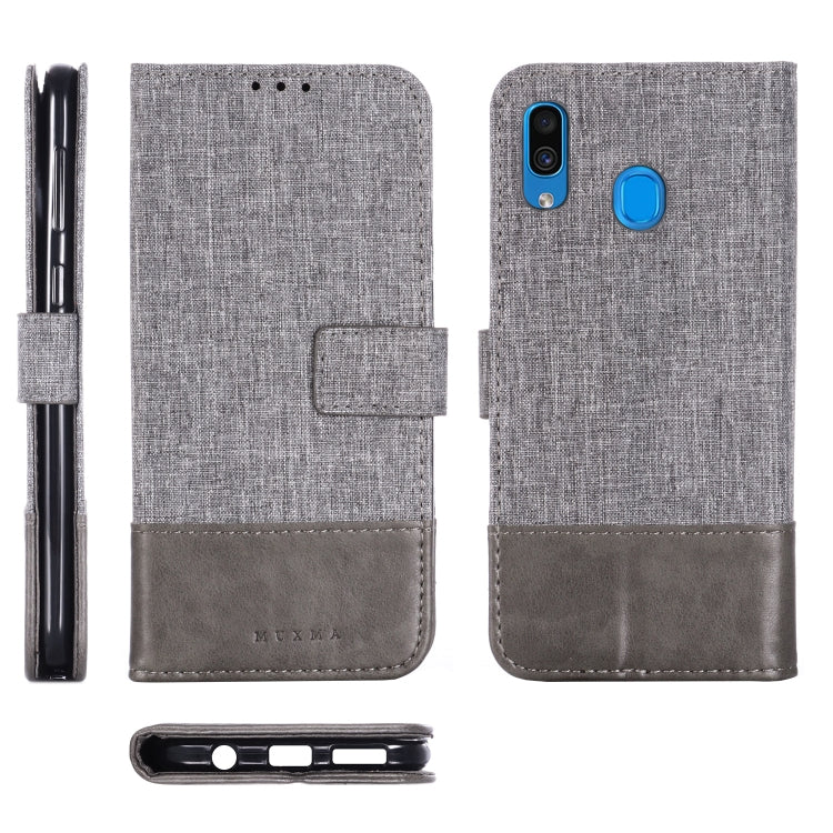 For Galaxy A30 MUXMA MX102 Horizontal Flip Canvas Leather Case with Stand & Card Slot & Wallet Function