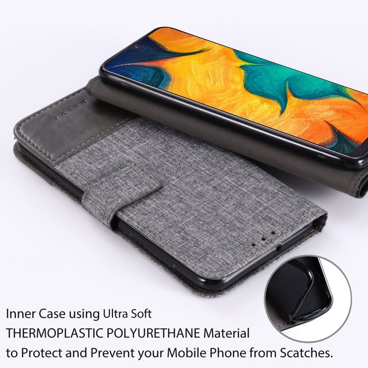 For Galaxy A30 MUXMA MX102 Horizontal Flip Canvas Leather Case with Stand & Card Slot & Wallet Function