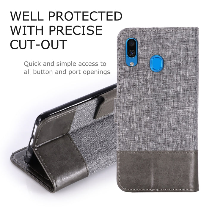 For Galaxy A30 MUXMA MX102 Horizontal Flip Canvas Leather Case with Stand & Card Slot & Wallet Function