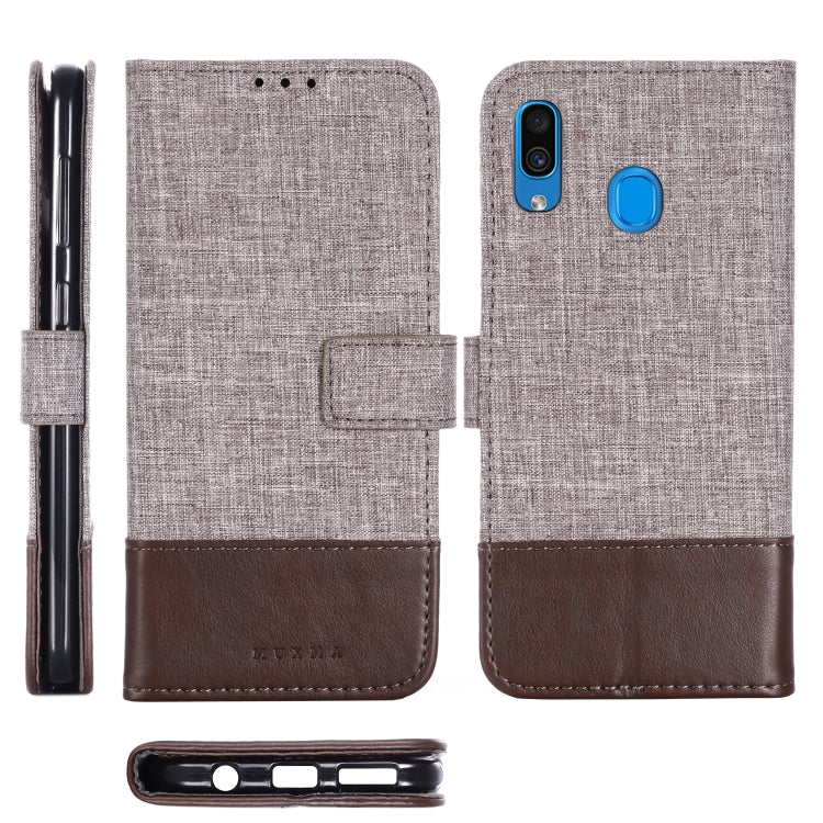 For Galaxy A30 MUXMA MX102 Horizontal Flip Canvas Leather Case with Stand & Card Slot & Wallet Function