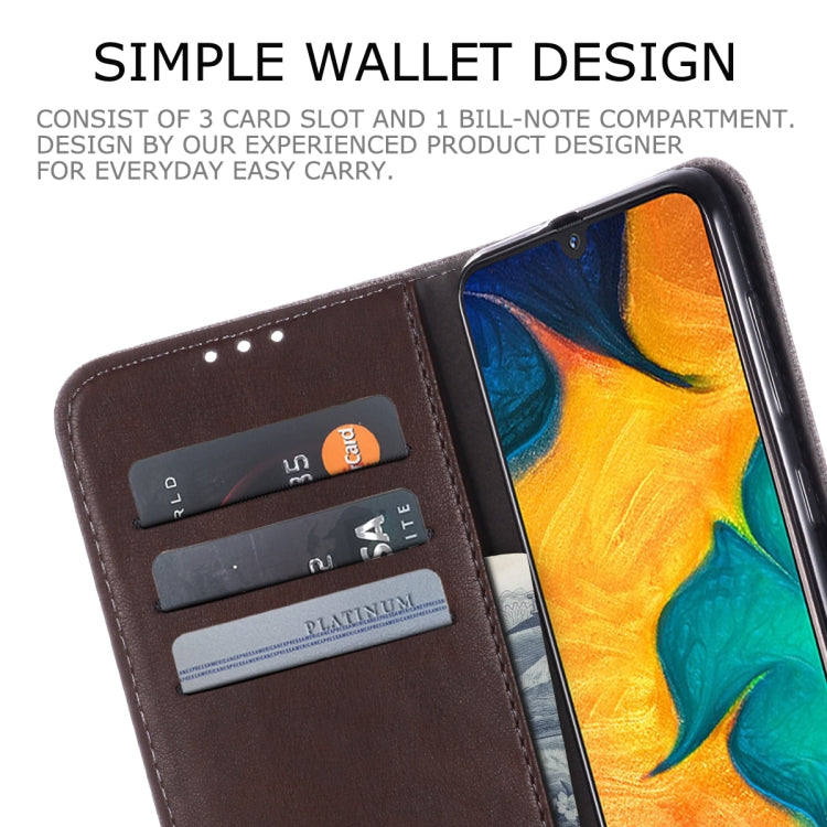 For Galaxy A30 MUXMA MX102 Horizontal Flip Canvas Leather Case with Stand & Card Slot & Wallet Function