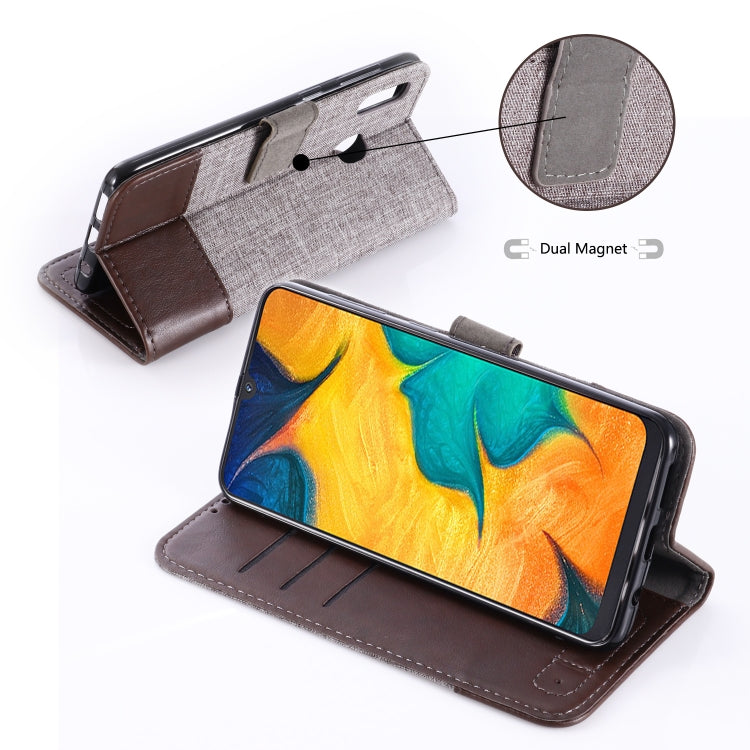 For Galaxy A30 MUXMA MX102 Horizontal Flip Canvas Leather Case with Stand & Card Slot & Wallet Function