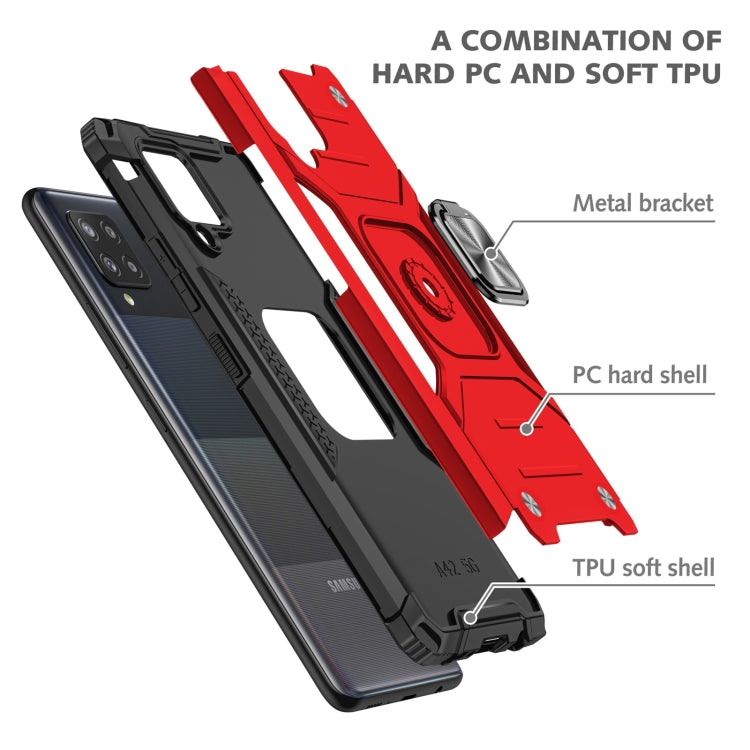 For Samsung Galaxy A42 5G Magnetic Armor Shockproof TPU + PC Case with Metal Ring Holder