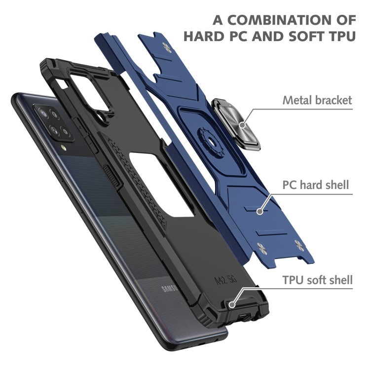 For Samsung Galaxy A42 5G Magnetic Armor Shockproof TPU + PC Case with Metal Ring Holder