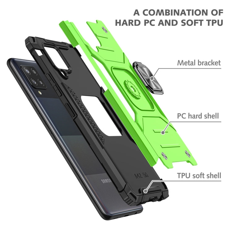 For Samsung Galaxy A42 5G Magnetic Armor Shockproof TPU + PC Case with Metal Ring Holder