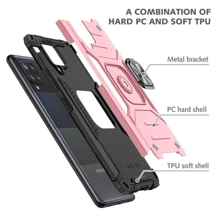 For Samsung Galaxy A42 5G Magnetic Armor Shockproof TPU + PC Case with Metal Ring Holder