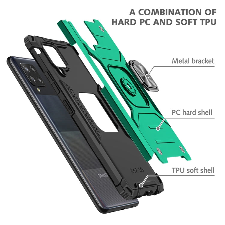For Samsung Galaxy A42 5G Magnetic Armor Shockproof TPU + PC Case with Metal Ring Holder