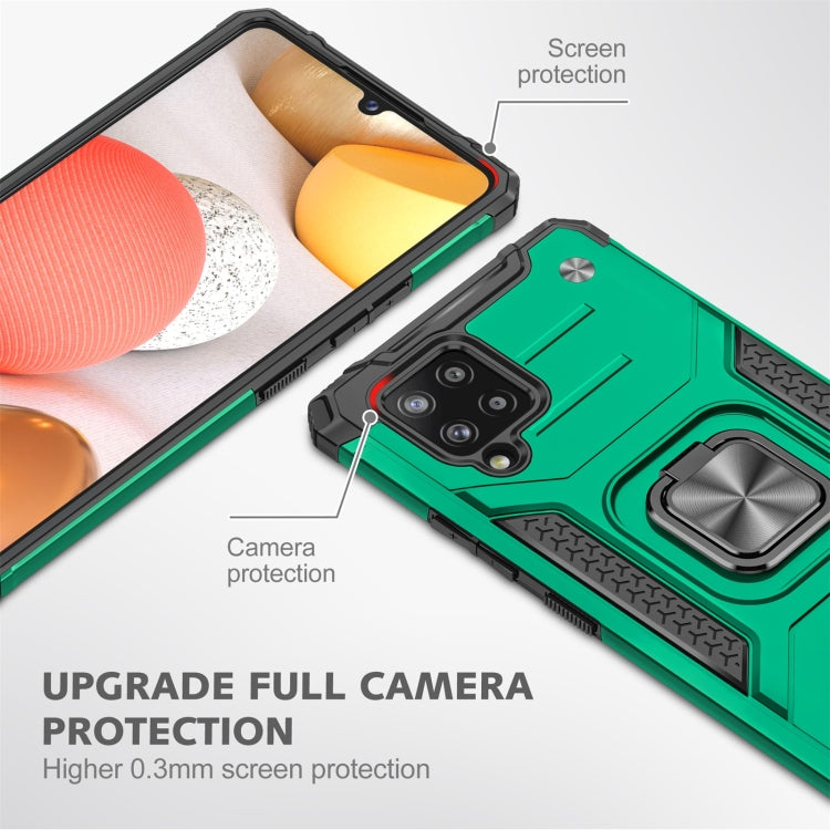 For Samsung Galaxy A42 5G Magnetic Armor Shockproof TPU + PC Case with Metal Ring Holder