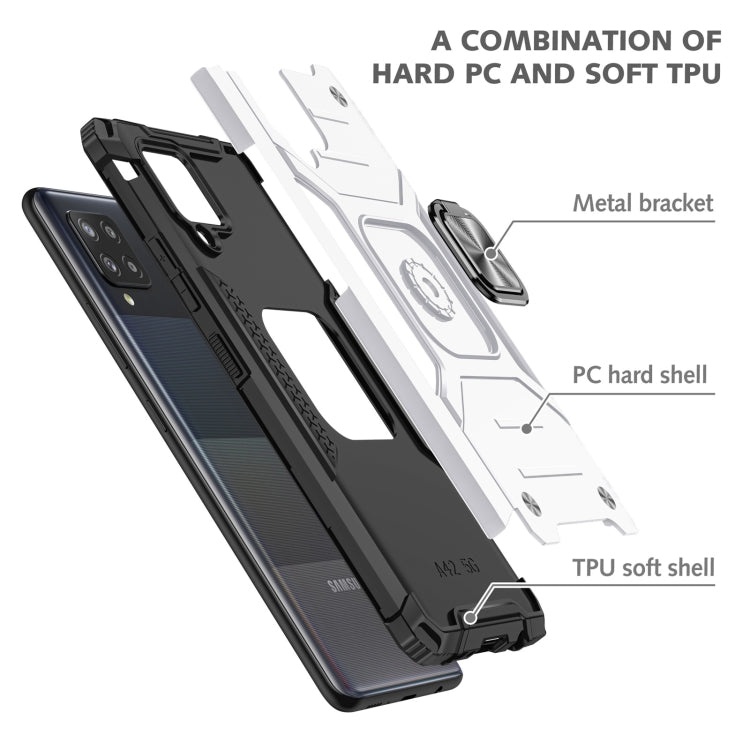 For Samsung Galaxy A42 5G Magnetic Armor Shockproof TPU + PC Case with Metal Ring Holder