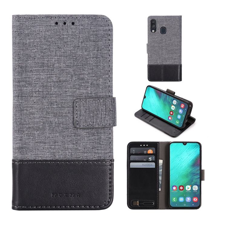 For Galaxy A40 MUXMA MX102 Horizontal Flip Canvas Leather Case with Stand & Card Slot & Wallet Function