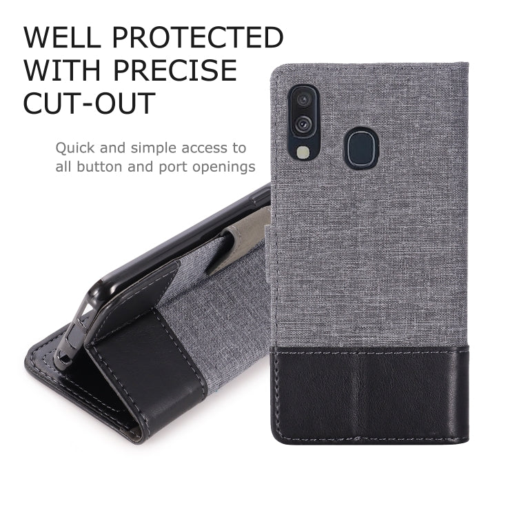 For Galaxy A40 MUXMA MX102 Horizontal Flip Canvas Leather Case with Stand & Card Slot & Wallet Function