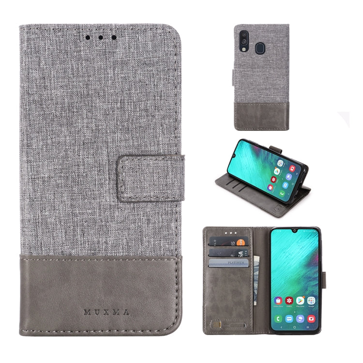 For Galaxy A40 MUXMA MX102 Horizontal Flip Canvas Leather Case with Stand & Card Slot & Wallet Function