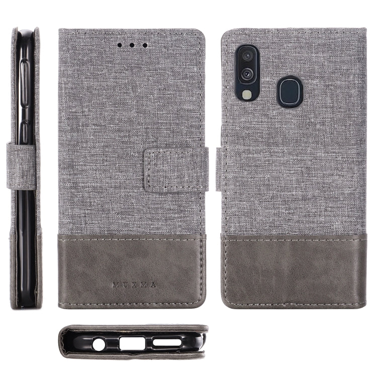 For Galaxy A40 MUXMA MX102 Horizontal Flip Canvas Leather Case with Stand & Card Slot & Wallet Function