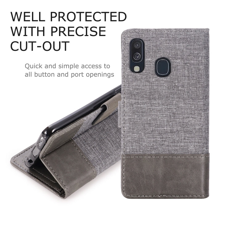 For Galaxy A40 MUXMA MX102 Horizontal Flip Canvas Leather Case with Stand & Card Slot & Wallet Function