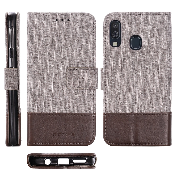 For Galaxy A40 MUXMA MX102 Horizontal Flip Canvas Leather Case with Stand & Card Slot & Wallet Function