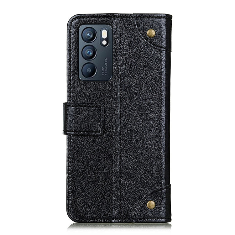 For OPPO Reno6 5G Copper Buckle Nappa Texture Horizontal Flip Leather Case with Holder & Card Slots & Wallet