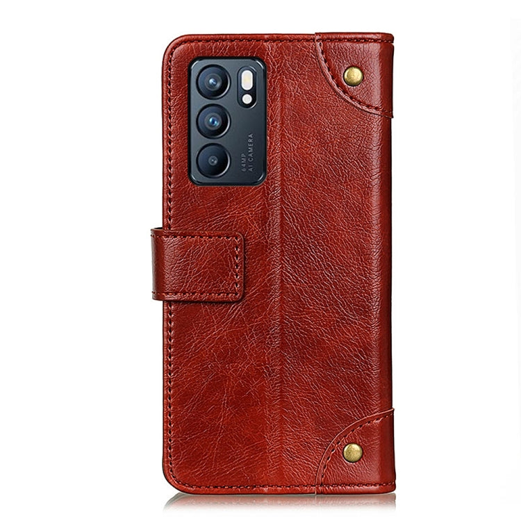 For OPPO Reno6 5G Copper Buckle Nappa Texture Horizontal Flip Leather Case with Holder & Card Slots & Wallet