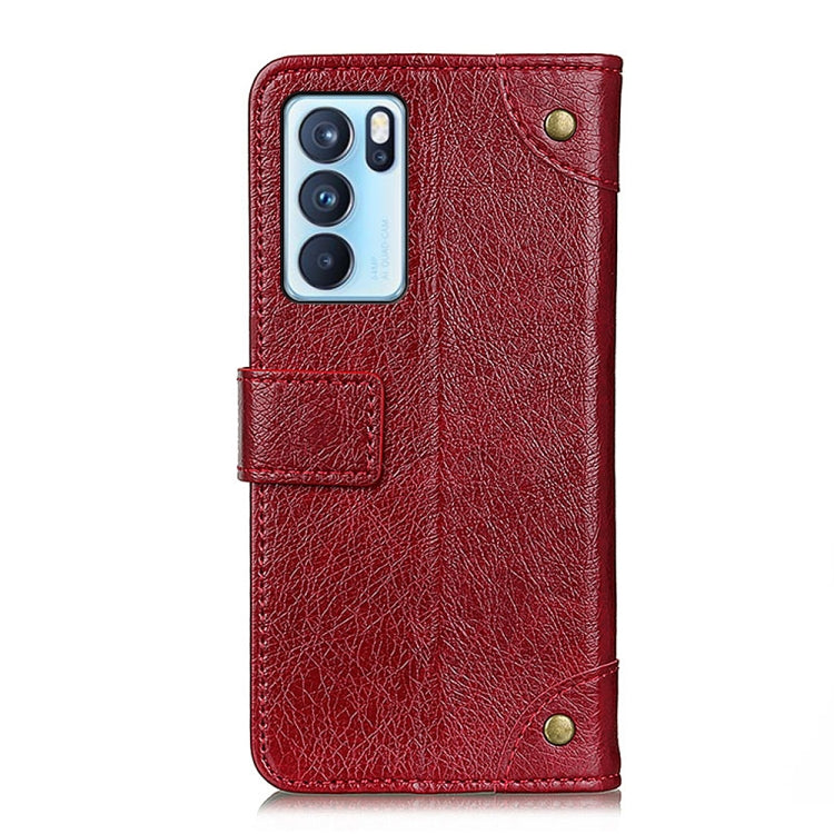 For OPPO Reno6 Pro 5G Copper Buckle Nappa Texture Horizontal Flip Leather Case with Holder & Card Slots & Wallet