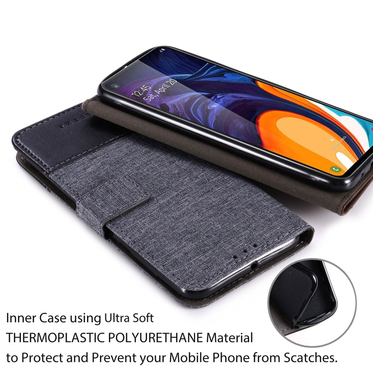 For Galaxy A60 MUXMA MX102 Horizontal Flip Canvas Leather Case with Stand & Card Slot & Wallet Function
