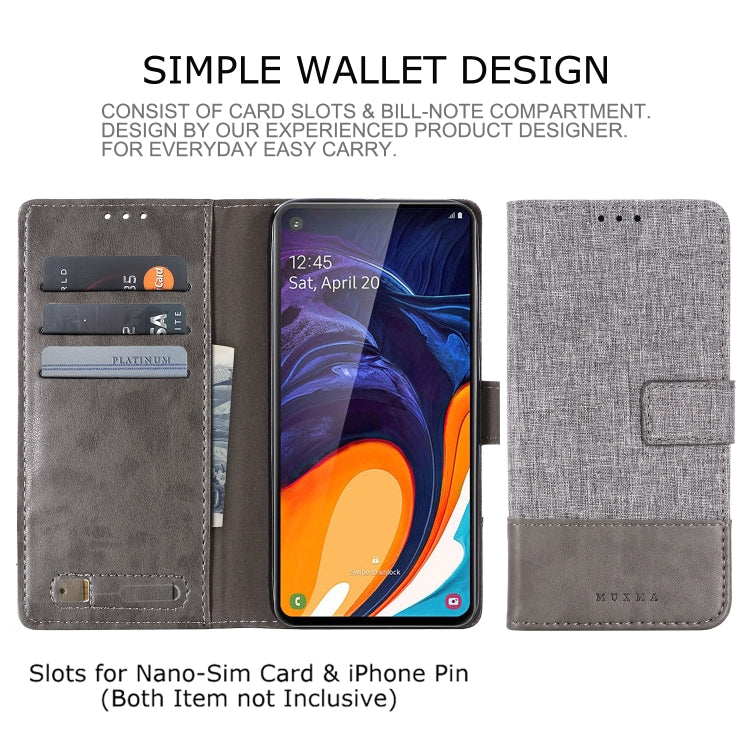 For Galaxy A60 MUXMA MX102 Horizontal Flip Canvas Leather Case with Stand & Card Slot & Wallet Function
