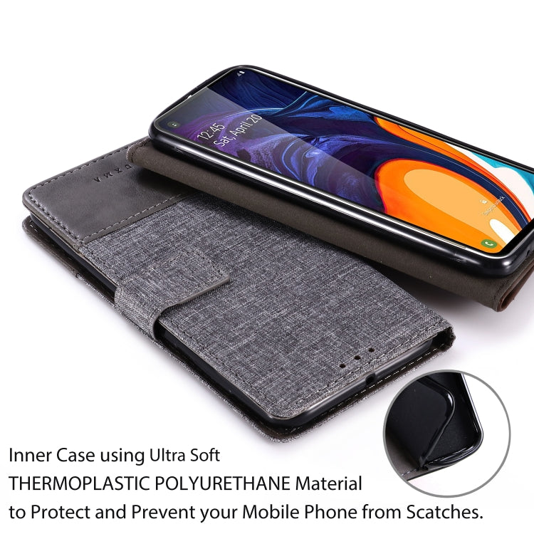 For Galaxy A60 MUXMA MX102 Horizontal Flip Canvas Leather Case with Stand & Card Slot & Wallet Function