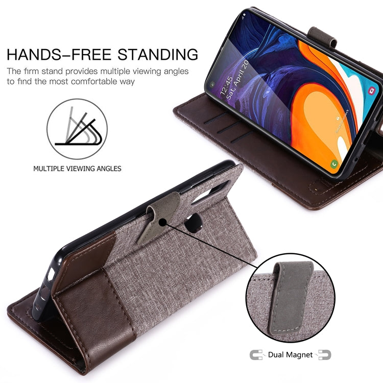 For Galaxy A60 MUXMA MX102 Horizontal Flip Canvas Leather Case with Stand & Card Slot & Wallet Function