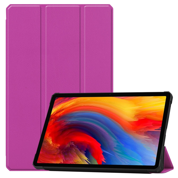 For Lenovo Pad Plus 11 2021 Custer Pattern Pure Color TPU Smart Tablet Holster with Sleep Function & 3-Fold Holder