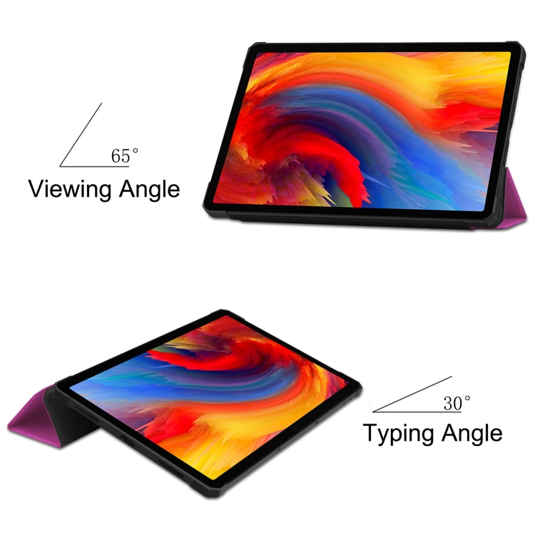 For Lenovo Pad Plus 11 2021 Custer Pattern Pure Color TPU Smart Tablet Holster with Sleep Function & 3-Fold Holder
