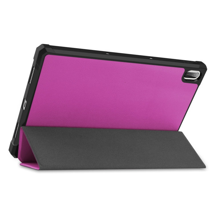 For Lenovo Pad Plus 11 2021 Custer Pattern Pure Color TPU Smart Tablet Holster with Sleep Function & 3-Fold Holder