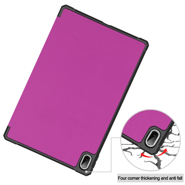 For Lenovo Pad Plus 11 2021 Custer Pattern Pure Color TPU Smart Tablet Holster with Sleep Function & 3-Fold Holder